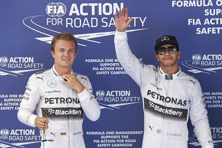 Wieder eine silberne erste Startreihe - Lewis Hamilton und Nico Rosberg