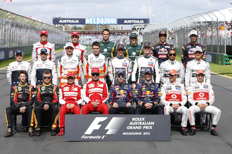 Die Fahrer zu Beginn der Saison 2013. Nur acht davon bleiben sicher bei ihrem Team