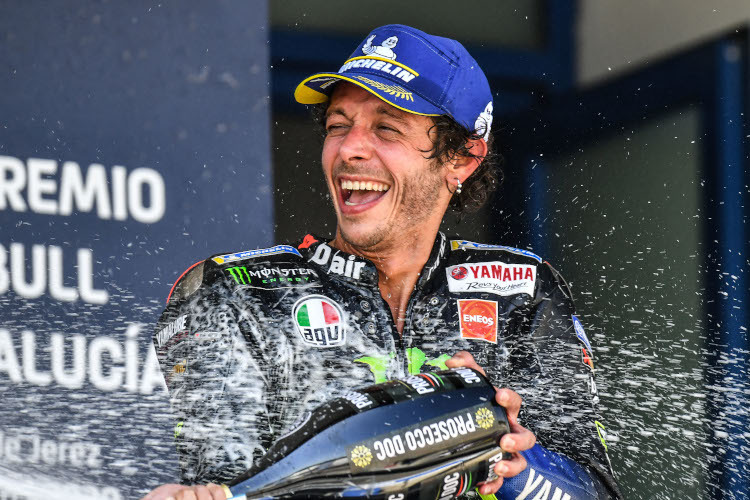 Valentino Rossi bejubelte in Jerez sein erstes MotoGP-Podium seit 15 Monaten