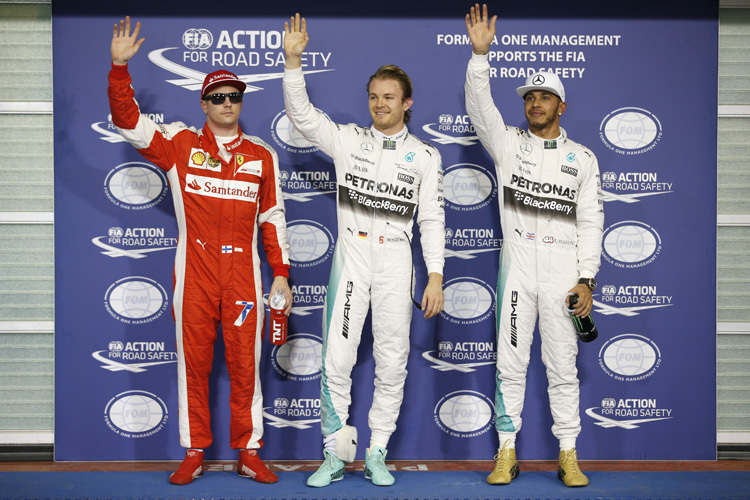 Kimi Räikkönen, Nico Rosberg, Lewis Hamilton – die schnellsten Drei in Abu Dhabi