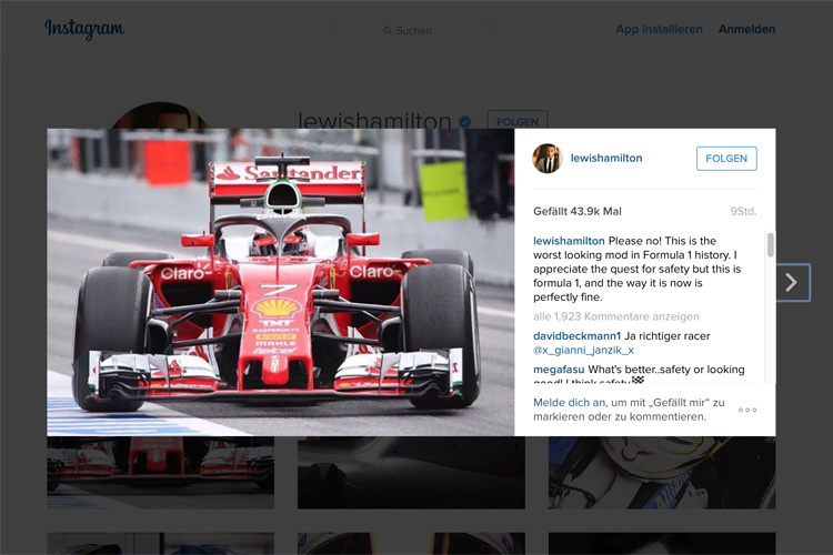Lewis Hamilton schimpft auf seinem Instagram-Konto