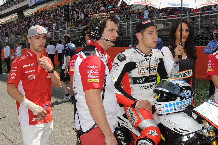 Barcelona-GP 2013: links der verletzte Jonas Folger, rechts Marcel Schrötter