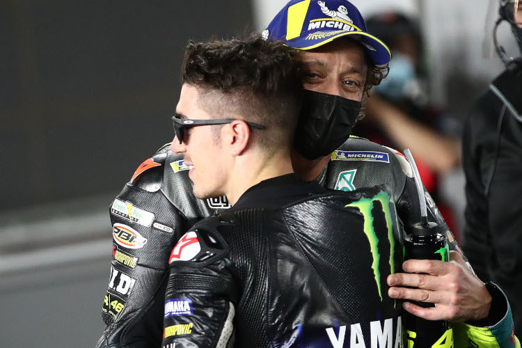 Valentino Rossi und Maverick Viñales: Nach dem ersten Qualifying der Saison hatten im Parc Fermé noch beide Grund zur Freude