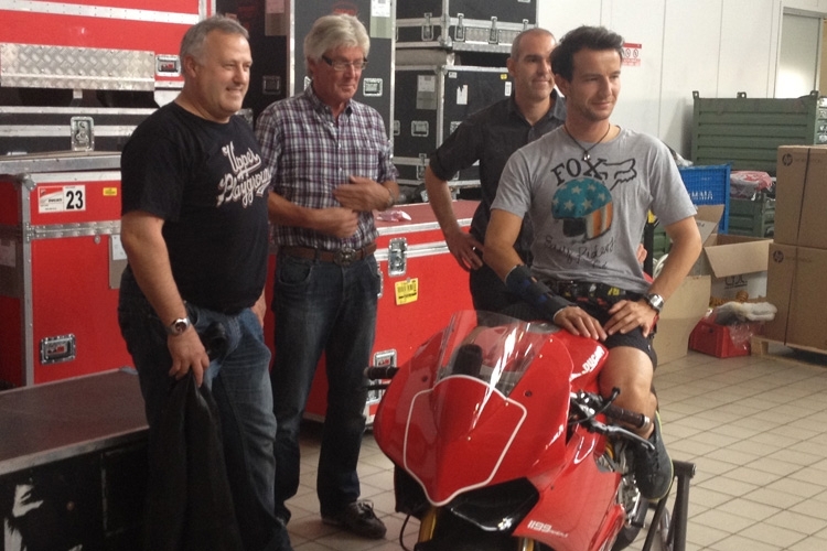 Im Ducati-Werk: Putz, Rubatto, Marinelli, Neukirchner (v.l.)
