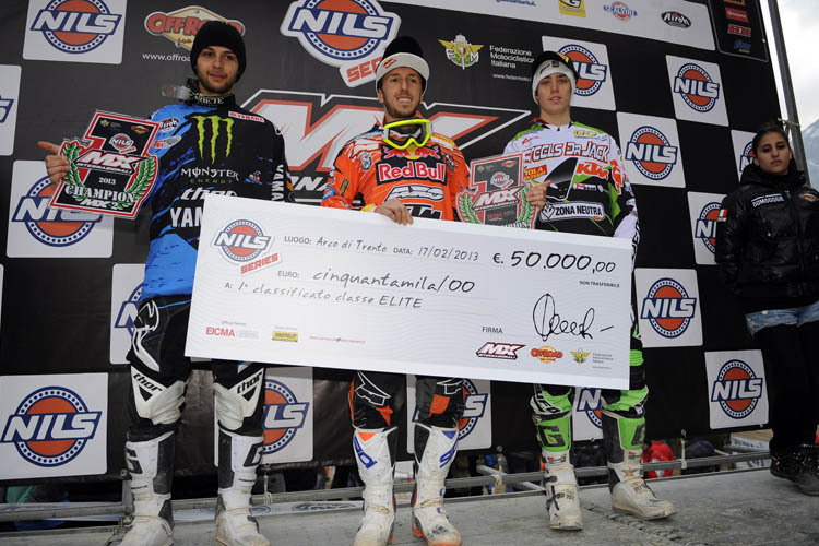 Üppiges Preisgeld: 2013 gewann Antonio Cairoli in Italien die MX1-Meisterschaft, Christophe Charlier (li.) die MX2-Wertung