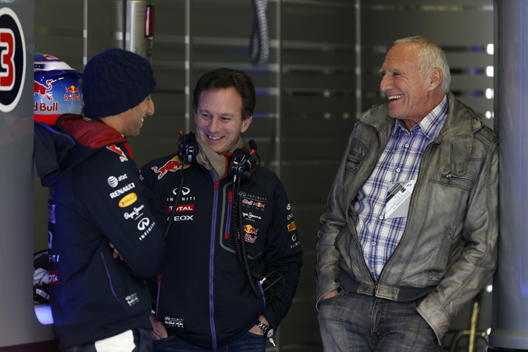 Daniel Ricciardo, Christian Horner und Dietrich Mateschitz