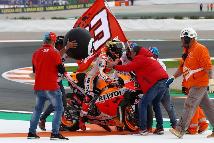 Marc Marquez beim Gewinn des letzten WM-Titels für Repsol Honda im Jahr 2019