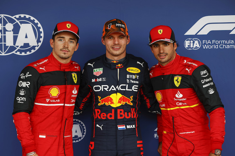 Charles Leclerc, Max Verstappen und Carlos Sainz