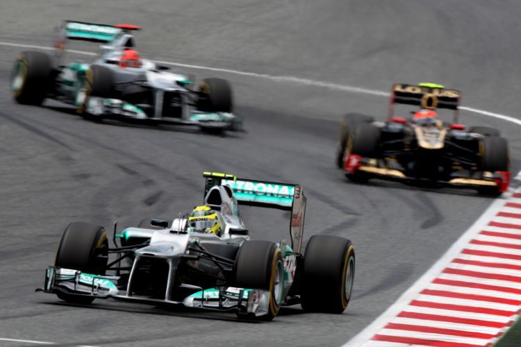 Rosberg vor Grosjean und Schumi in Barcelona