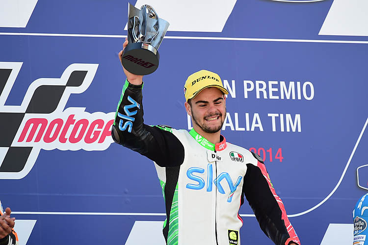 2014 siegte Sky VR46-Pilot Romano Fenati im Moto3-Rennen von Le Mans