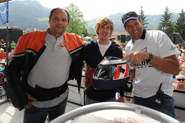 Gerhard Berger, Sebstian Vettel und Heinz Kinigadner