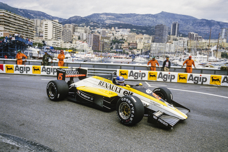 Patrick Tambay 1985 im Renault RE60 in Monaco