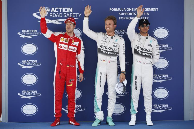 Die drei Schnellsten des Qualifyings: Vettel, Rosberg, Hamilton