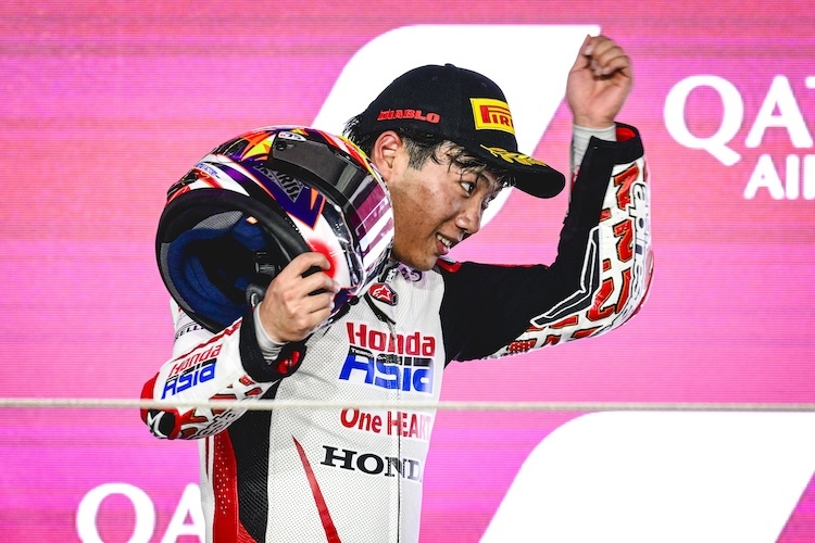 Stand in Losail vor seinem ersten Grand Prix Sieg und wurde Dritter. Taiyo Furusato macht Japan stolz