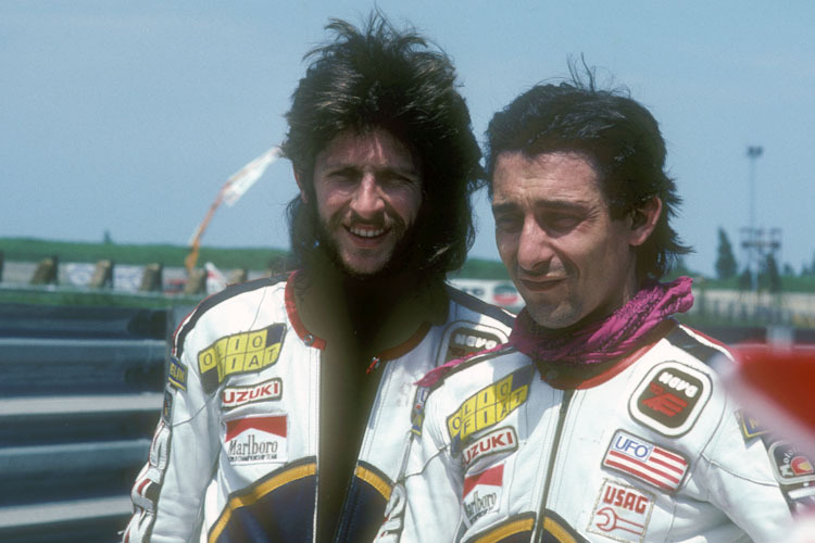 Misano-GP 1980: Graziano Rossi mit Marco Lucchinelli