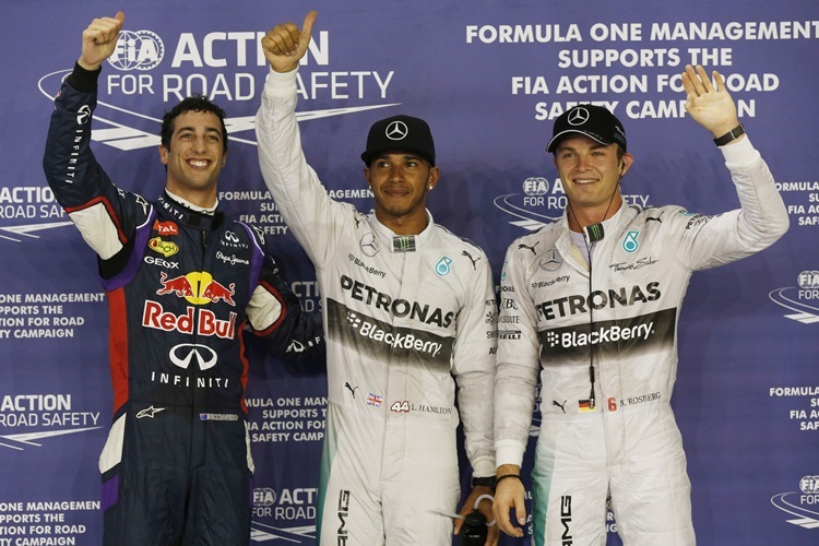 Die Top-3 im Qualifying - Lewis Hamilton, Nico Rosberg und Daniel Ricciardo