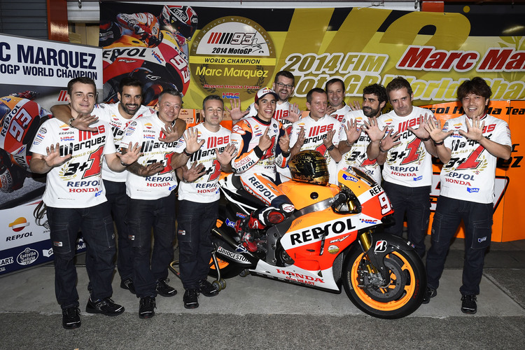 Das Repsol-Honda-Team feierte mit Marc Márquez
