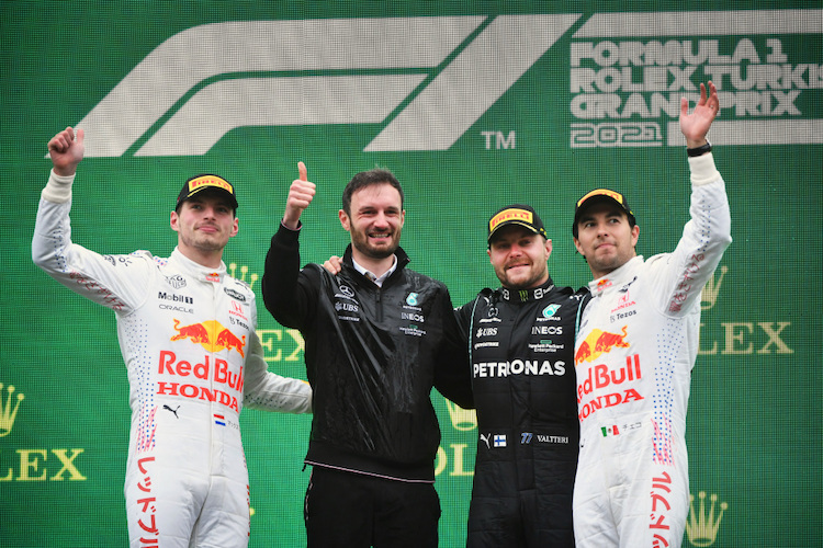 Verstappen, Bottas, Pérez