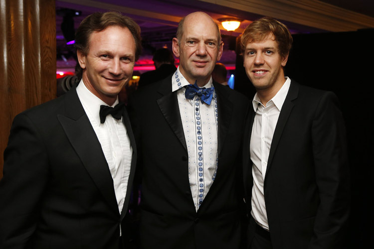 Erfolgstrio: Christian Horner, Adrian Newey, Sebastian Vettel