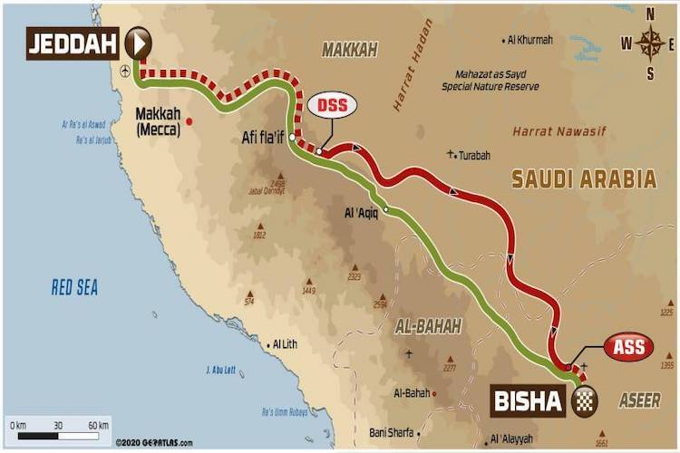 Die erste Etappe der 43. Rallye Dakar