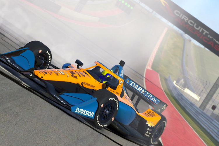 Lando Norris gewinnt das virtuelle IndyCar-Rennen von Austin, trotz eines Drehers