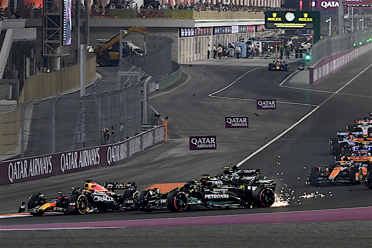 Kollision zwischen Lewis Hamilton und George Russell in Katar