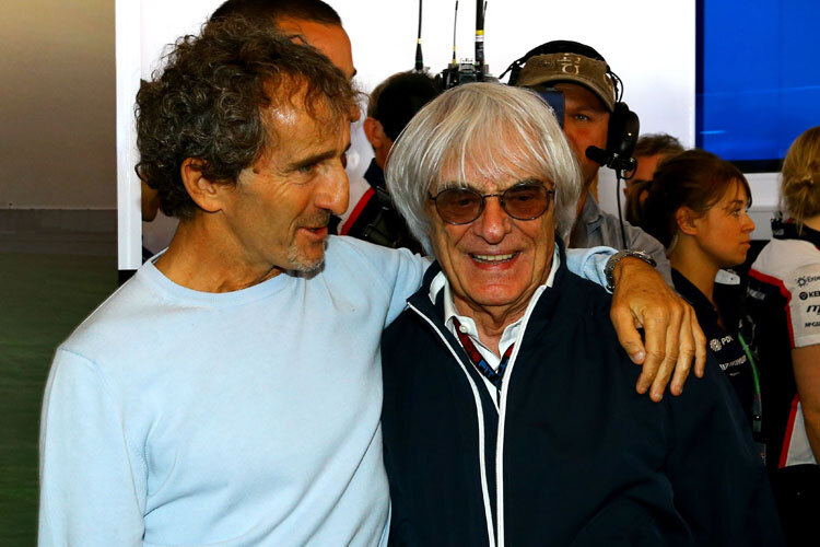 Bernie Eccelstone mit Alain Prost in Silverstone 2013