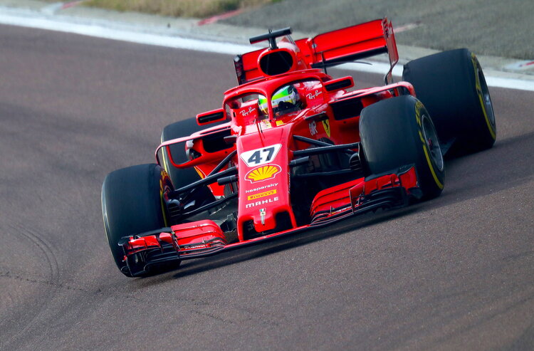 Ferrari-Junior Mick Schumacher in Fiorano, natürlich mit der 47