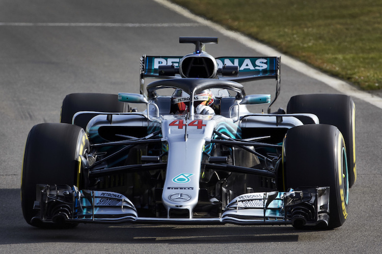 Lewis Hamilton beim ersten Test mit dem neuen Mercedes