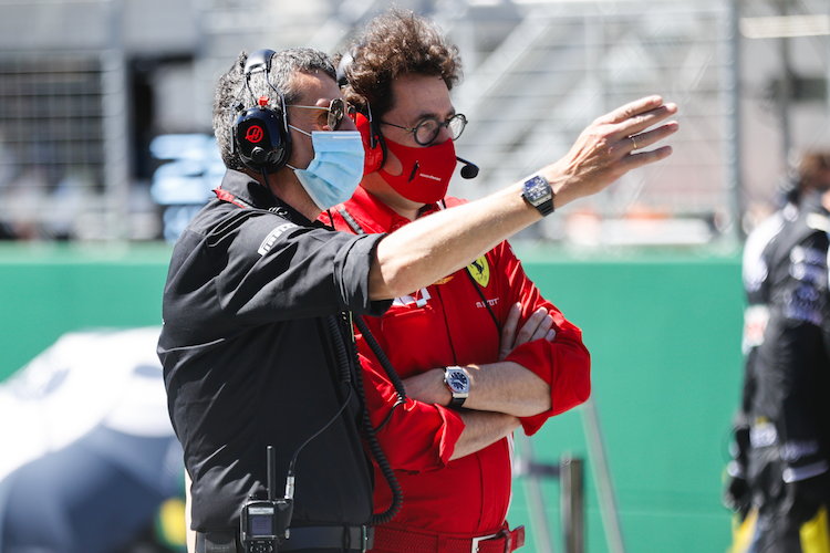 Haas-Teamchef Günther Steiner und Ferrari-Teamchef Mattia Binotto