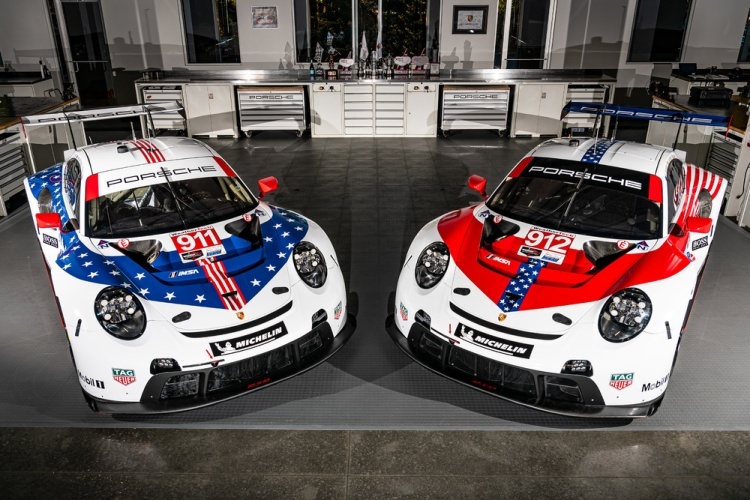 Stars and Stripes bei den beiden Porsche 911 RSR für die 12h von Sebring