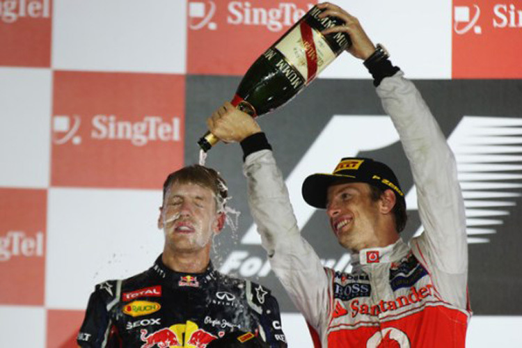 Sebastian Vettel und Jenson Button in Singapur