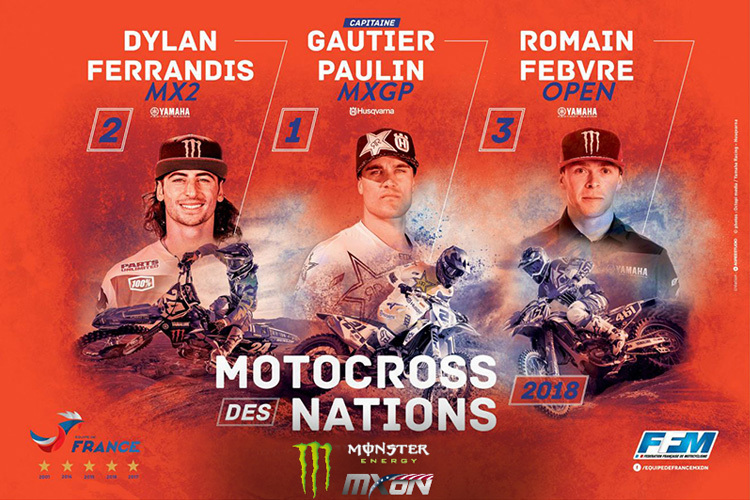 Frankreich tritt beim Motocross der Nationen mit Dylan Ferrandis, Gautier Paulin und Romain Febvre an, Marvin Musquin blieb unberücksichtigt