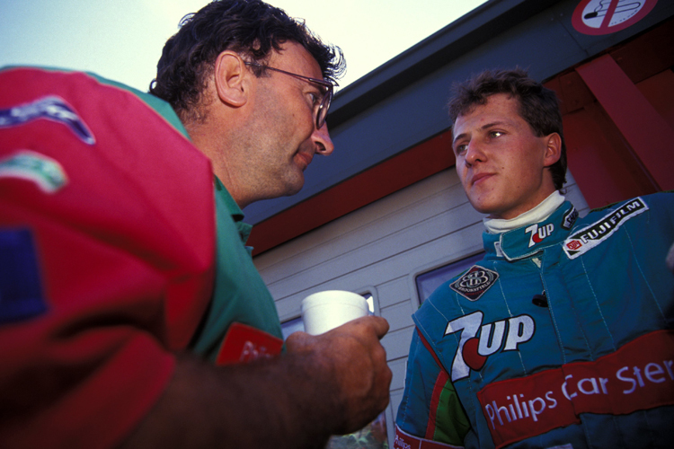 Eddie Jordan 1991 mit Michael Schumacher