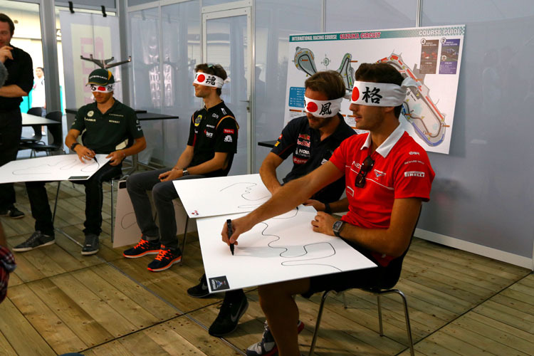Ungewöhnliche Streckenführung: (v. links) Charles Pic, Romain Grosjean, Jean-Eric Vergne und Charles Bianchi