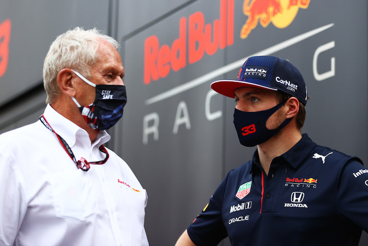 Red Bull Motorsportberater Helmut Marko mit WM-Leader Max Verstappen