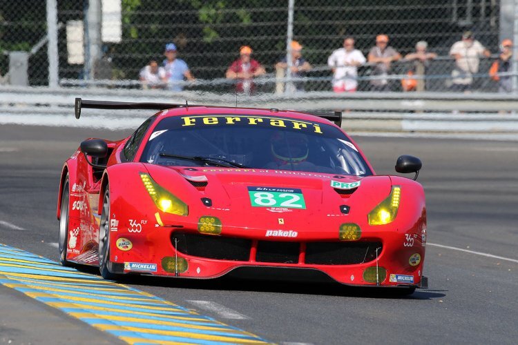 Da war er noch in einem Stück: Der Ferrari 488 GTE von Risi Competizione bei den 24h von Le Mans