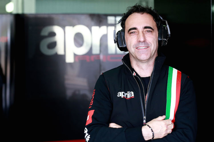 Aprilia-Manager Romano Albesiano kann zur Ausgeglichenheit zwischen Zwei- und Vierzylinder noch nicht viel sagen