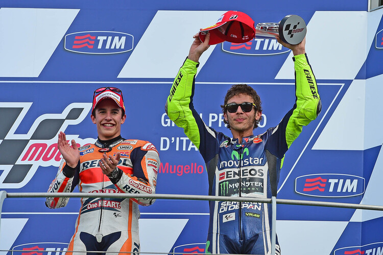 Haben zusammen 32 MotoGP-Rennen für Honda gewonnen: Márquez und Rossi