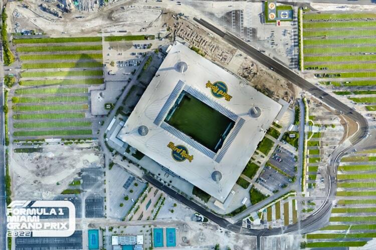 Die Rennstrecke um das Football-Stadion von Miami