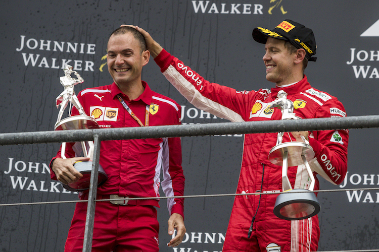 David Sanchez 2018 nach dem Belgien-GP mit Sebastian Vettel