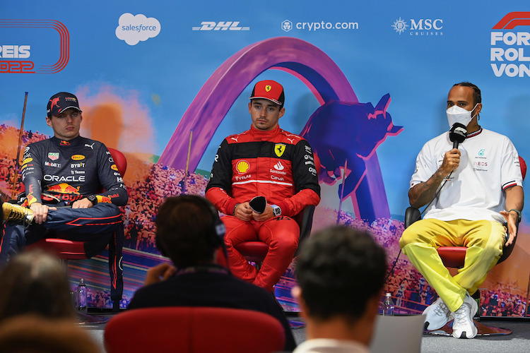 Max Verstappen, Charles Leclerc und Lewis Hamilton in Österreich