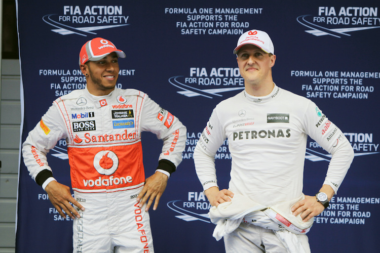 Lewis Hamilton und Michael Schumacher im Jahr 2012