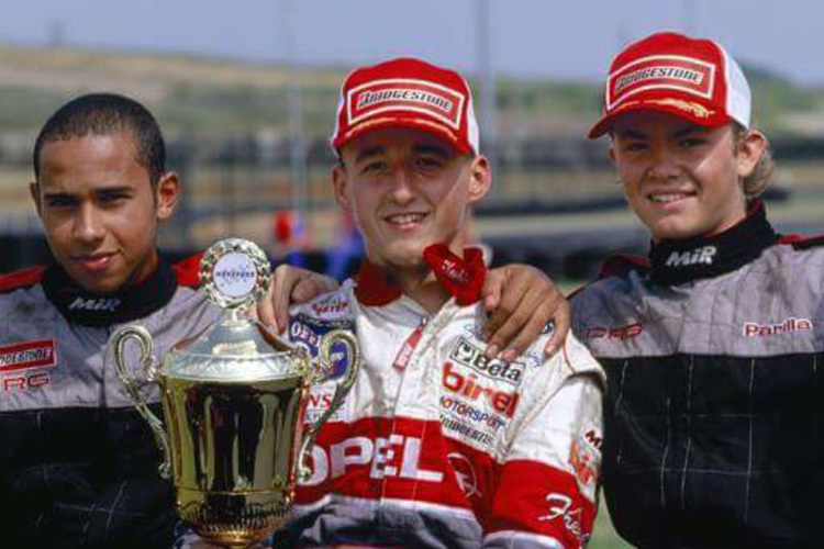 Die Kart-Kids Hamilton, Kubica und Rosberg