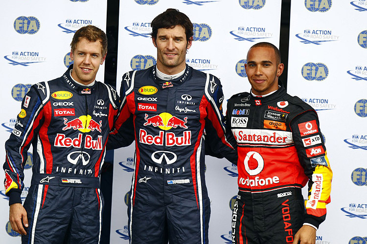 Die ersten 3 - Vettel, Webber und Hamilton (v.l.)