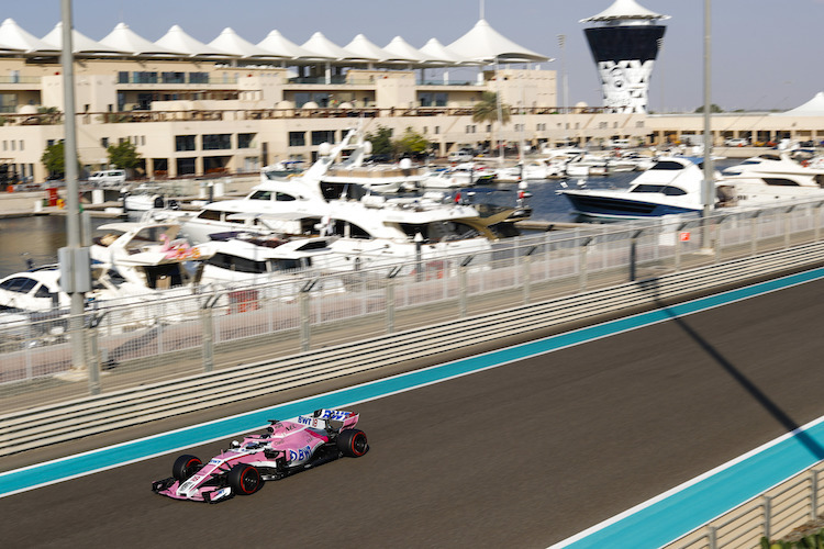 Lance Stroll sass bereits beim Abu Dhabi-Test im rosa Renner aus Silverstone