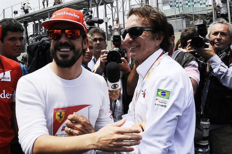 Fernando Alonso und Emerson Fittipaldi 2014 in Interlagos