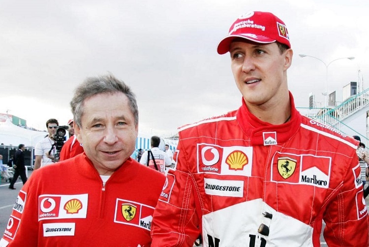 Ferrari-Rennleiter Jean Todt mit Michael Schumacher