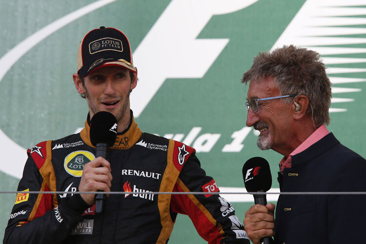 Romain Grosjean genießt die Interviews auf dem Podium