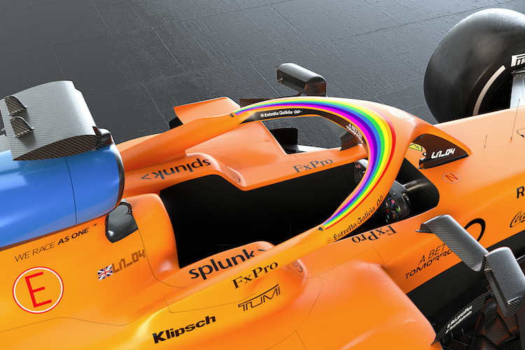 Das Regenbogenlogo auf dem McLaren